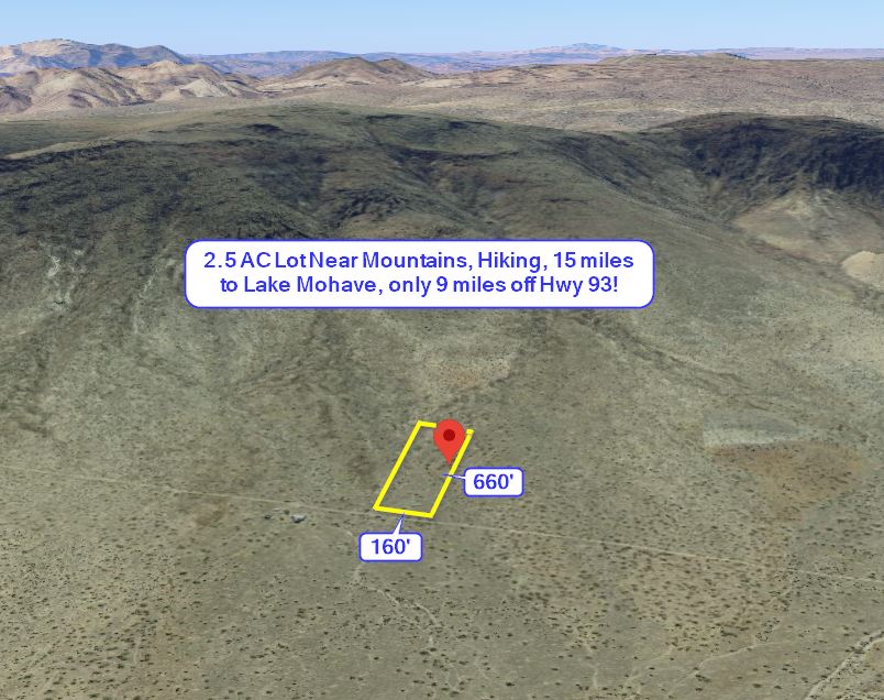 Dolan Springs, AZ 2.5 AC Lot w. Legal Dirt Road Access, 89 mi. to Las Vegas, 15 mi. to Lake