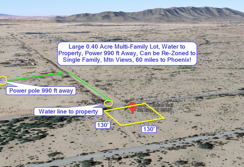 Eloy, AZ Large 0.40 Acre MultiFamily Lot, Water to Property, Power