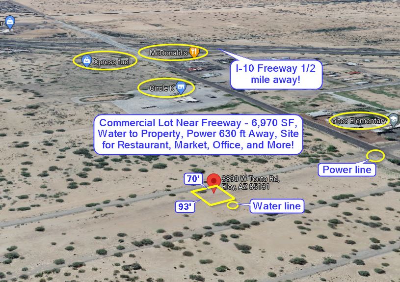 Eloy, AZ Commercial Lot Near Freeway 6,970 SF, Comparable Lots at