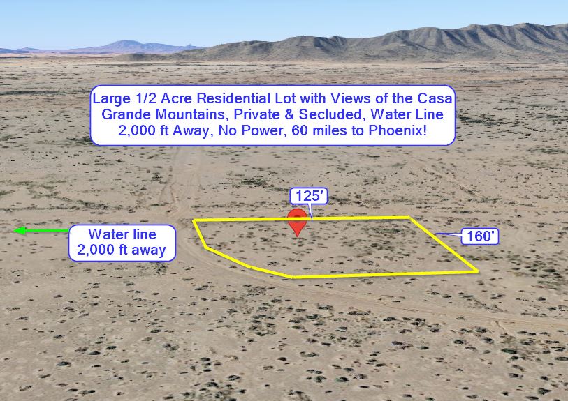 Eloy, AZ Large 1/2 Acre Residential Lot with Views of the Casa Grande