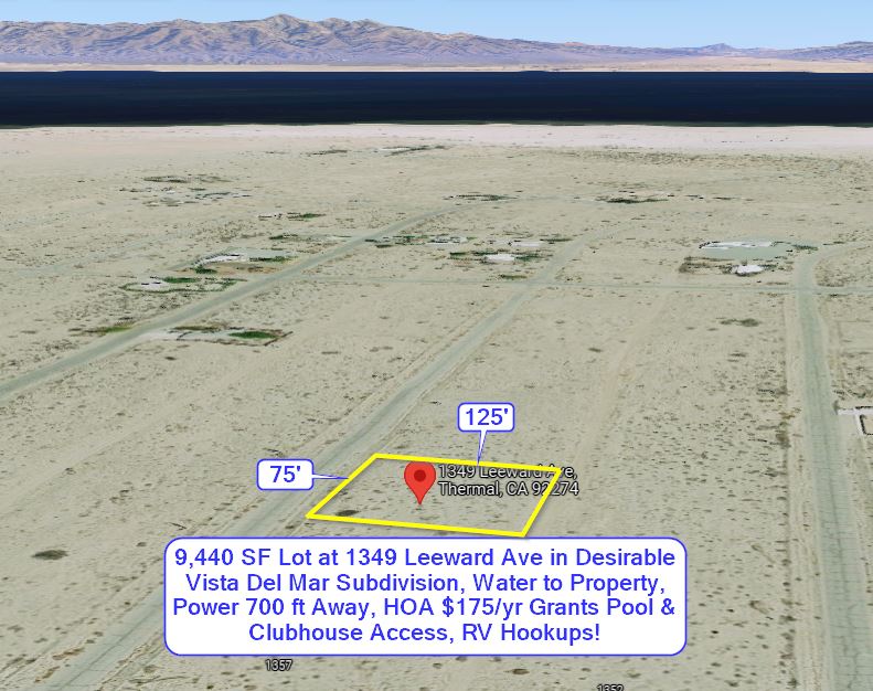 Salton City, CA 9,440 SF Lot at 1349 Leeward Ave in Desirable Vista