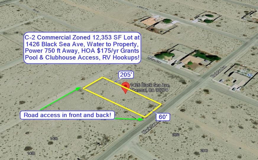 Salton City, CA C2 Commercial Zoned 12,353 SF Lot at 1426 Black Sea