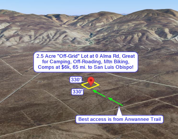 California Valley, CA 2.5 Acre “OffGrid” Lot at 0 Alma Rd, Great for