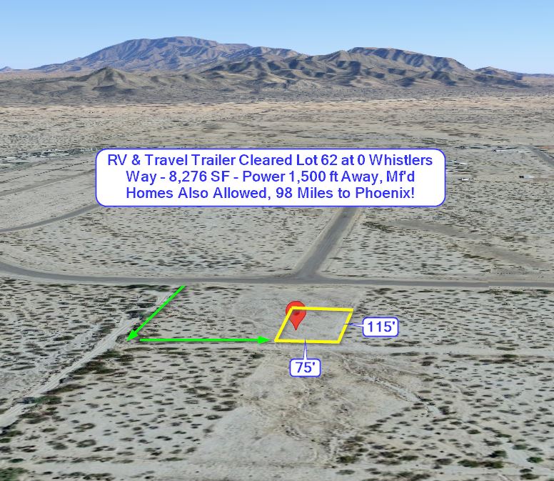 Salome, AZ 75′ x 115′ Cleared RV Lot 62 at 0 Whistlers Way, Great