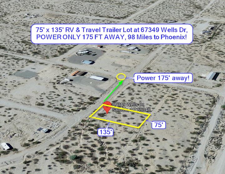 Salome, AZ 75′ x 135′ RV & Travel Trailer Lot at 67349 Wells Dr
