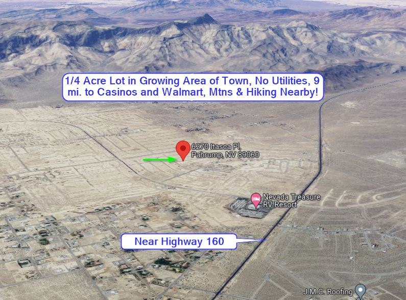 Pahrump, NV 1/4 Acre Lot at 6270 Itasca Pl in Growing Area of Town