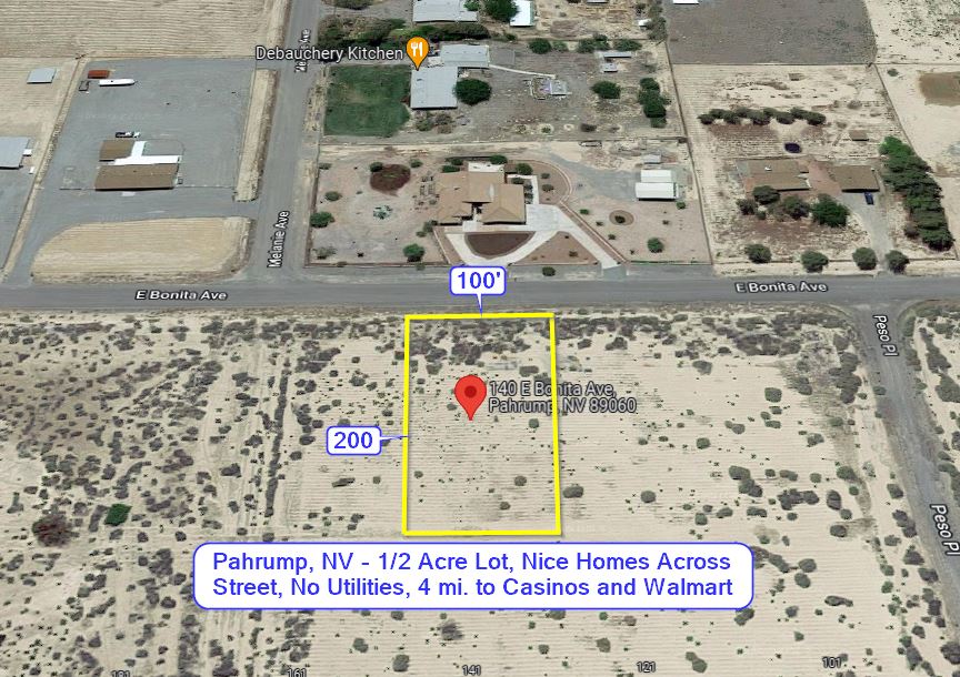Pahrump, NV 1/2 Acre Lot at 140 E Bonita Ave, Nice Homes Across