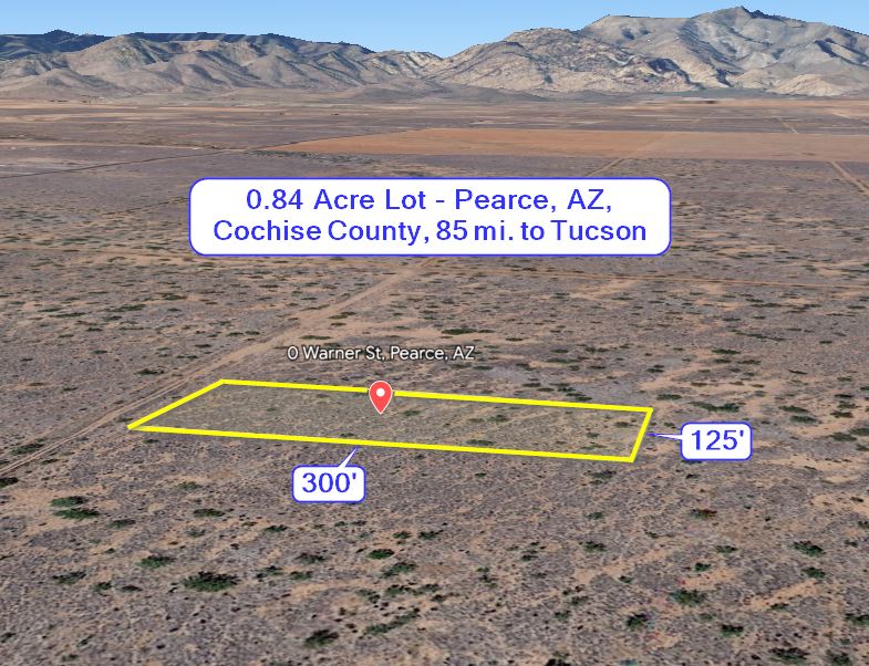ARIZONA 0.84 Acre OffGrid Lot in Pearce, AZ, Cochise County, 85 mi