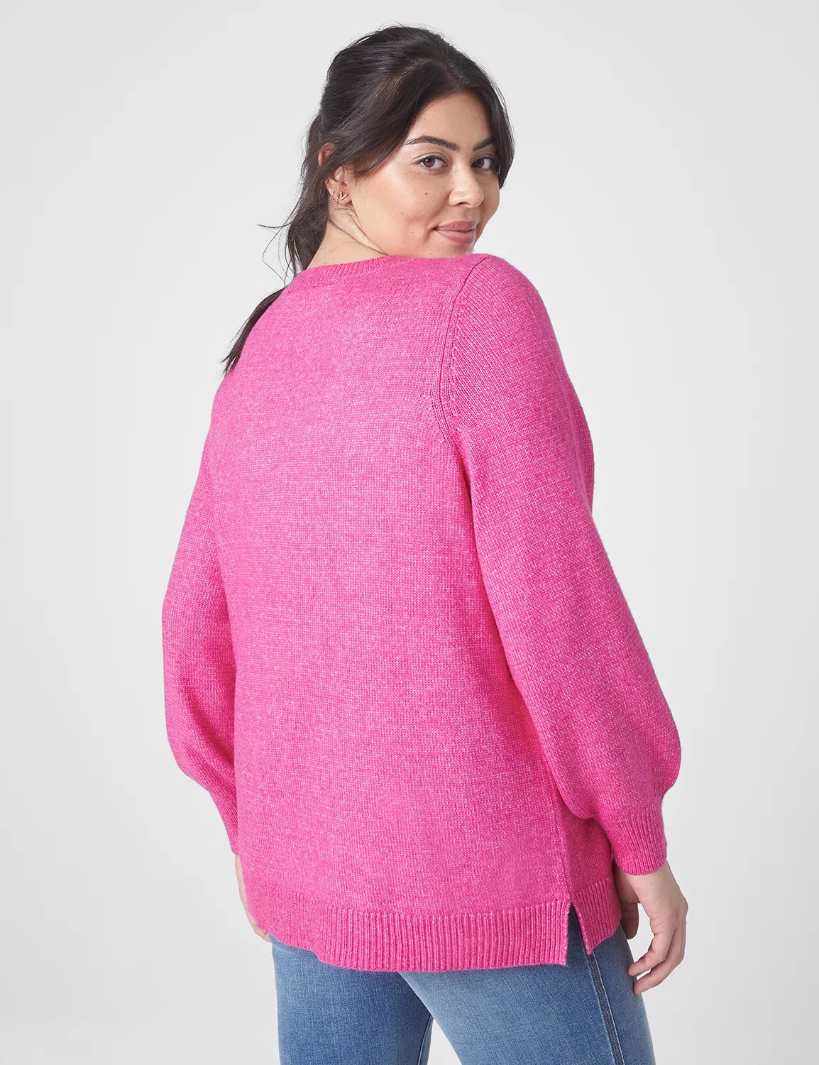 Long Sleeve VNeck Tunic with Cable LaneBryant