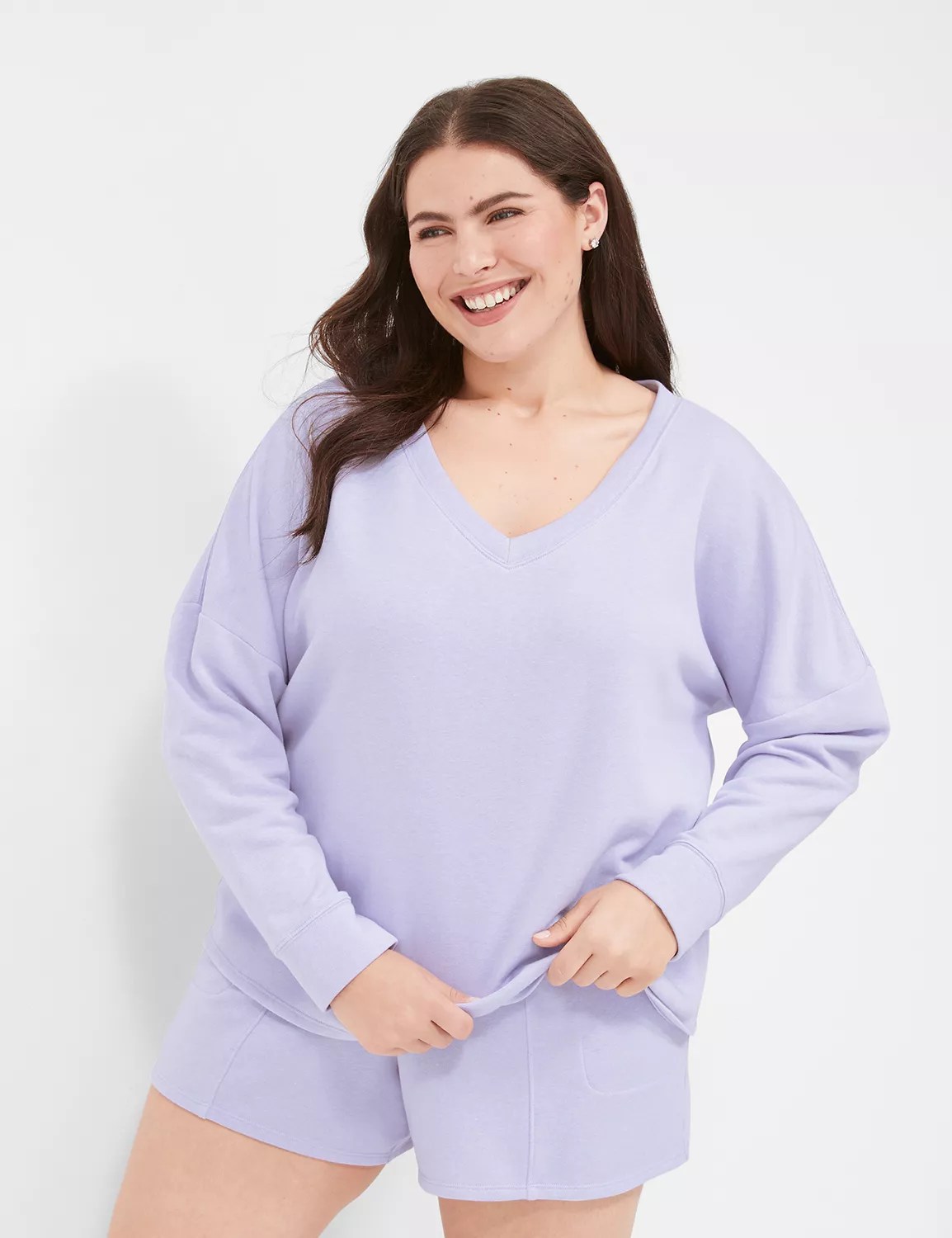 Terry Fleece VNeck Top LaneBryant