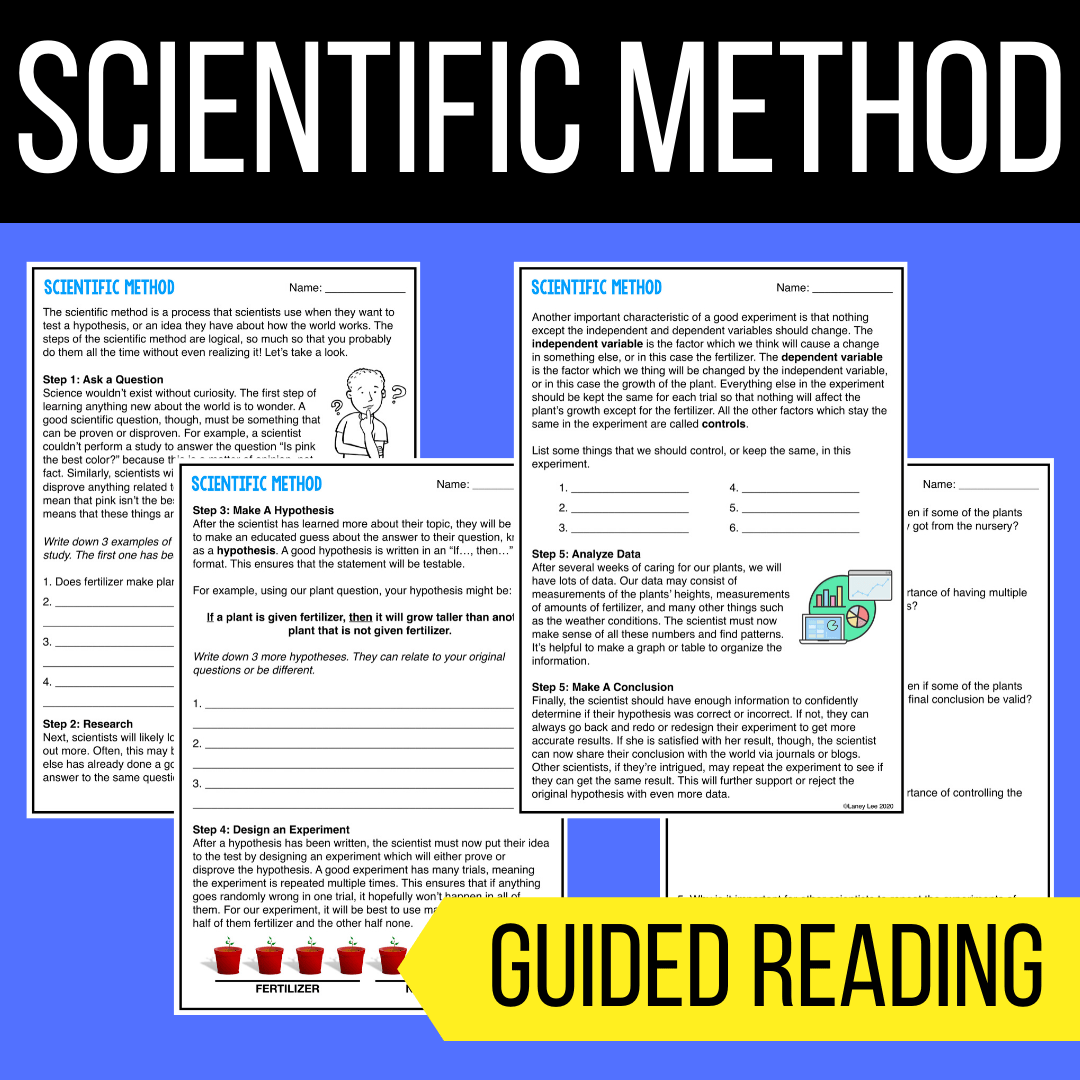 Scientific Method Guided Reading Worksheet PDF & Digital Laney Lee
