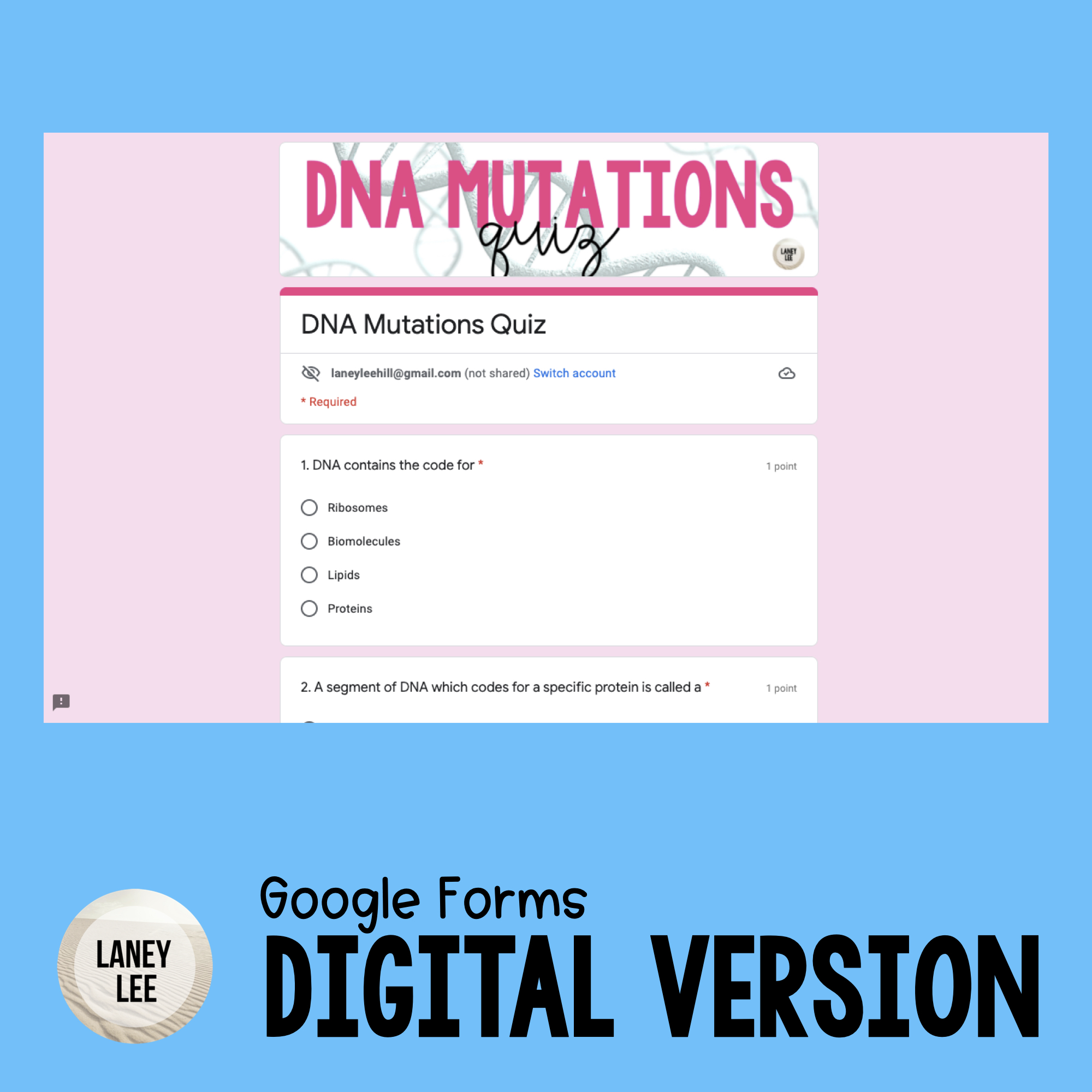 DNA Mutations Quiz with Answer Key PDF Laney Lee