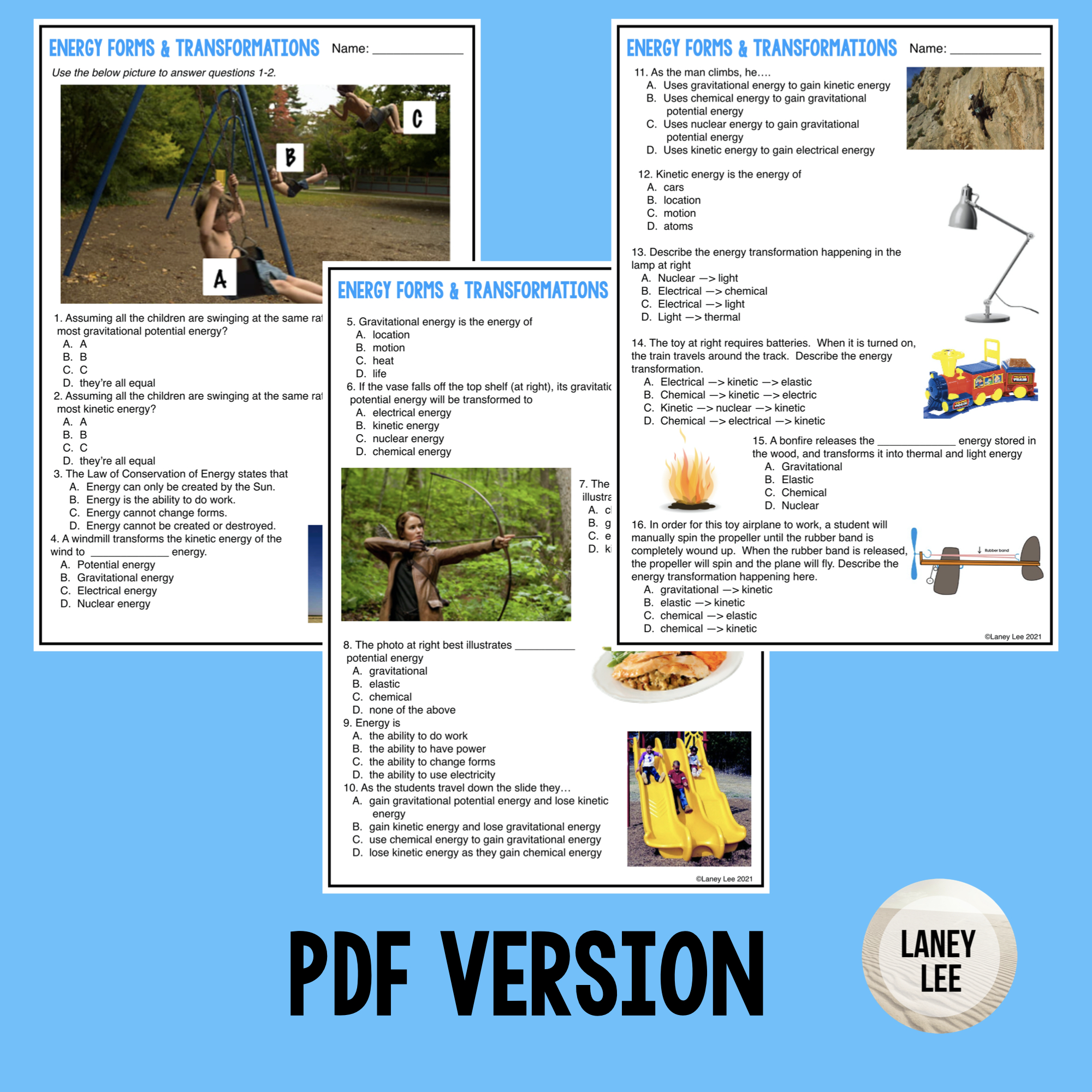 Energy Forms and Transformations Quiz
