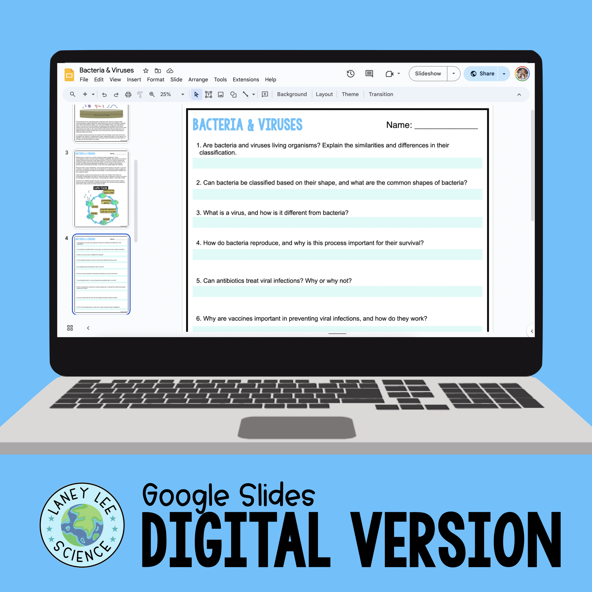 Bacteria and Viruses Reading Comprehension Worksheets Laney Lee