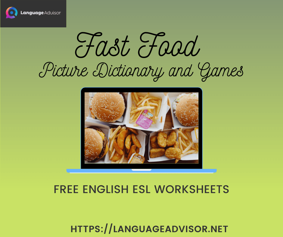 Fast Food Worksheets on Vocabulary