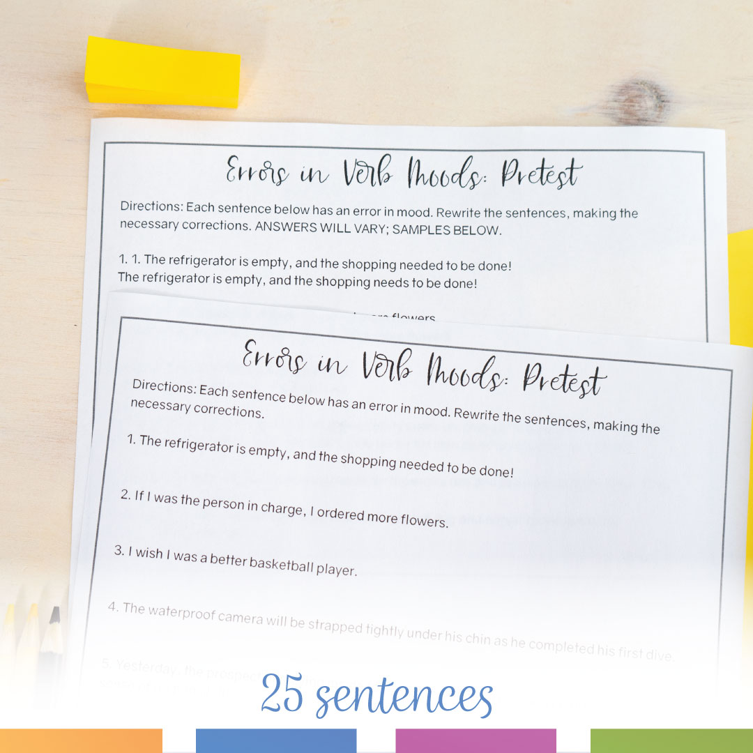 Verb Mood Errors Worksheets | Shift in Verb Moods Worksheets – Language