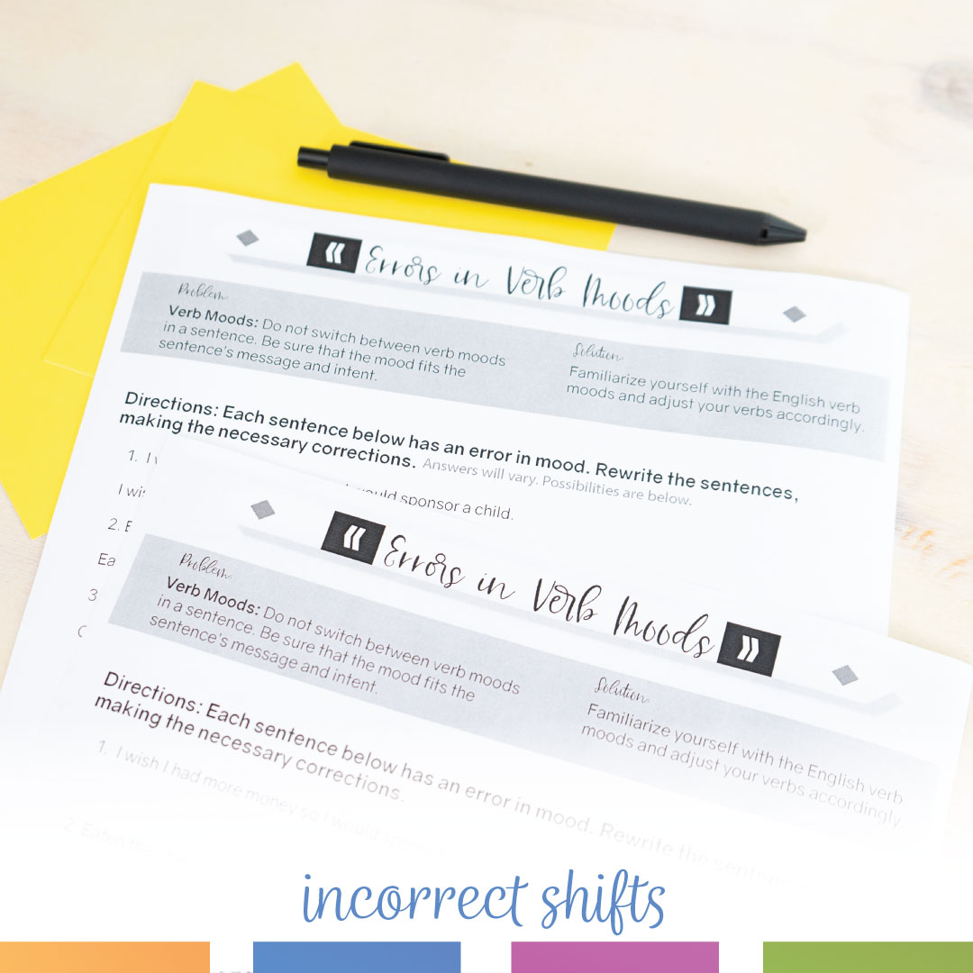 Verb Mood Errors Worksheets | Shift in Verb Moods Worksheets – Language