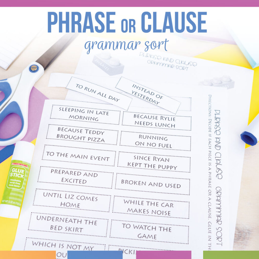 Interactive Phrase & Clause Sort & Grammar Game Phrase & Clause