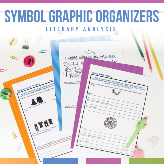 Symbol Graphic Organizers for Literary Analysis Symbolization Activities Language Arts Classroom