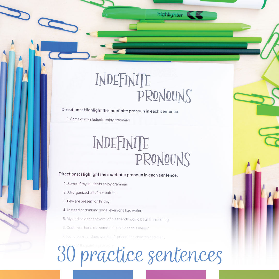 Relative Pronouns & Indefinite Pronouns Worksheets & Note Sheets