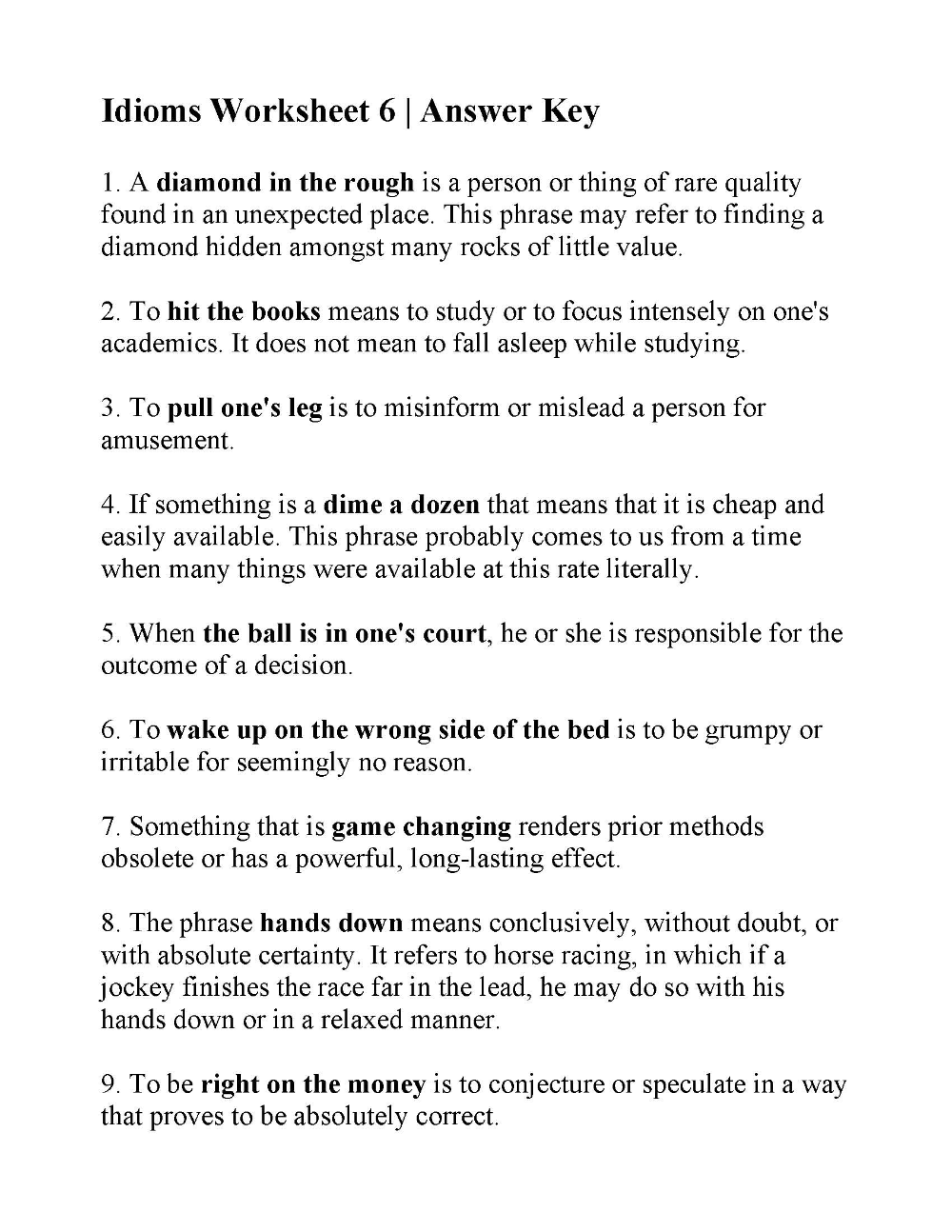 Figurative Language Worksheet 6 Answer Key Language Worksheets