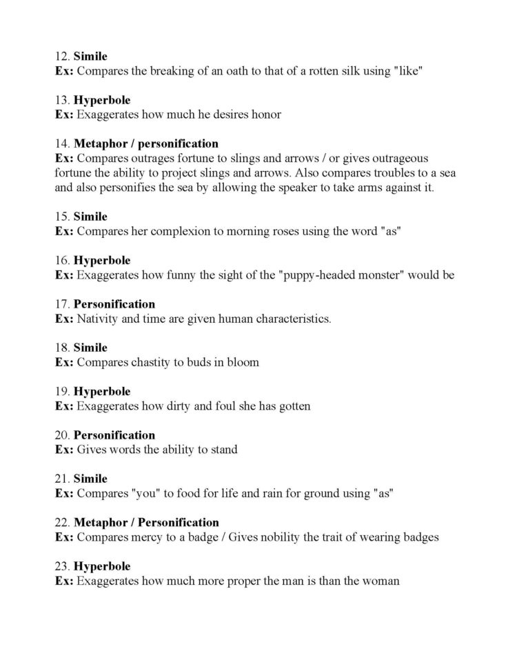 Macbeth Figurative Language Worksheet Answers Language Worksheets