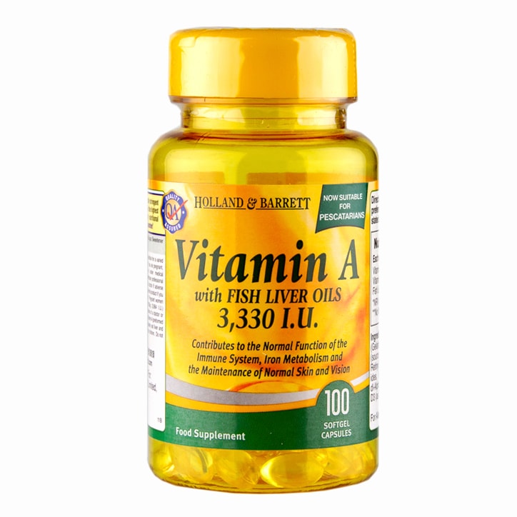 Holland & Barrett Vitamin A 3300 I.U 100 Softgel capsule Lanka Product