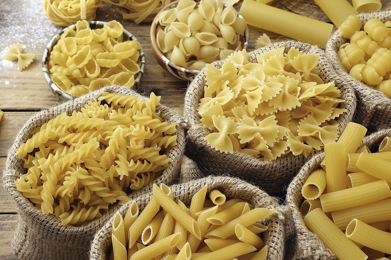 Tipos de pasta por tamaño, forma, usos y colores