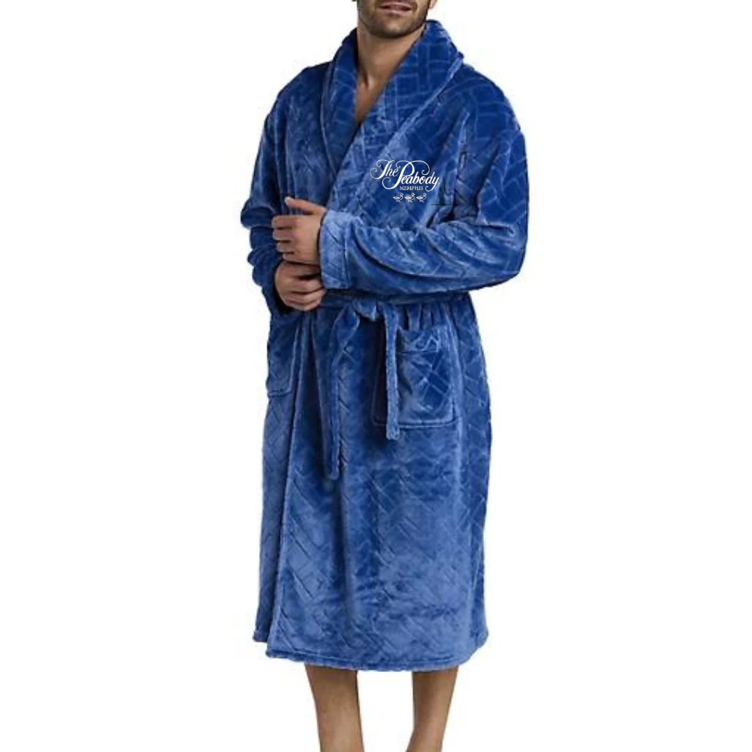 The Peabody Hotel Fleece Robe Denim Blue Lansky Bros.