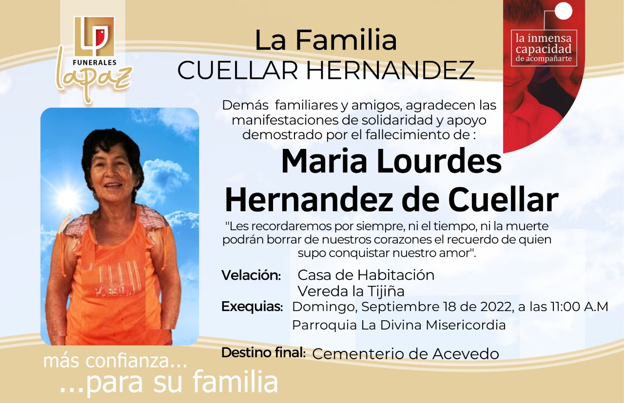 María Lourdes Hernández de Cuellar Funerales La Paz