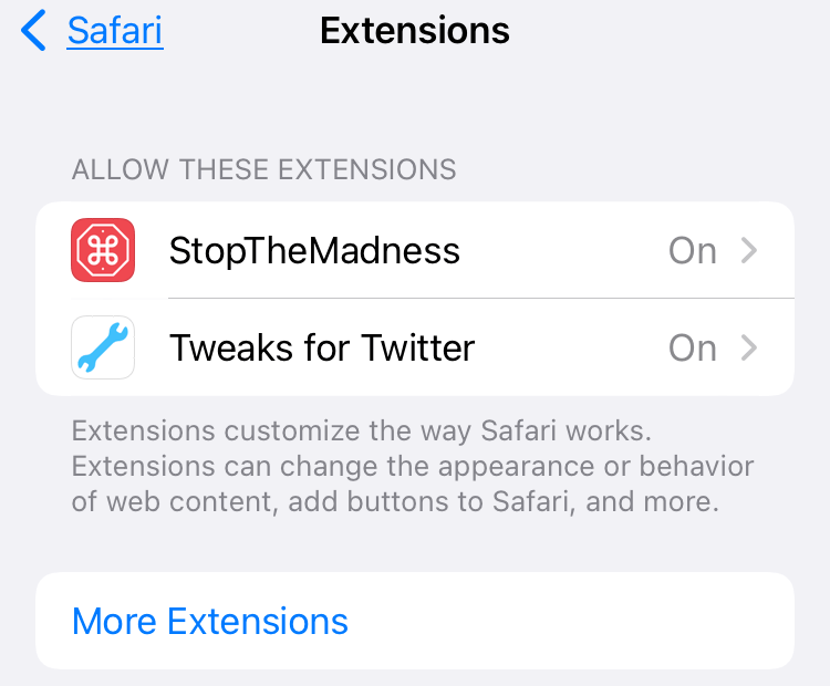Where are the Safari extensions in the iOS App Store?