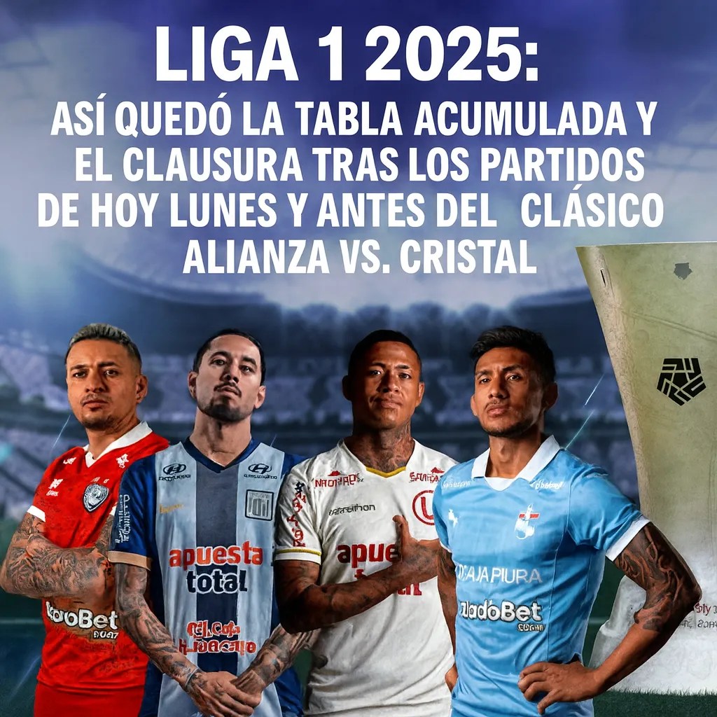 Liga 1 2025: así quedó la tabla acumulada y el Clausura tras los partidos de HOY lunes y antes del clásico Alianza vs. Cristal