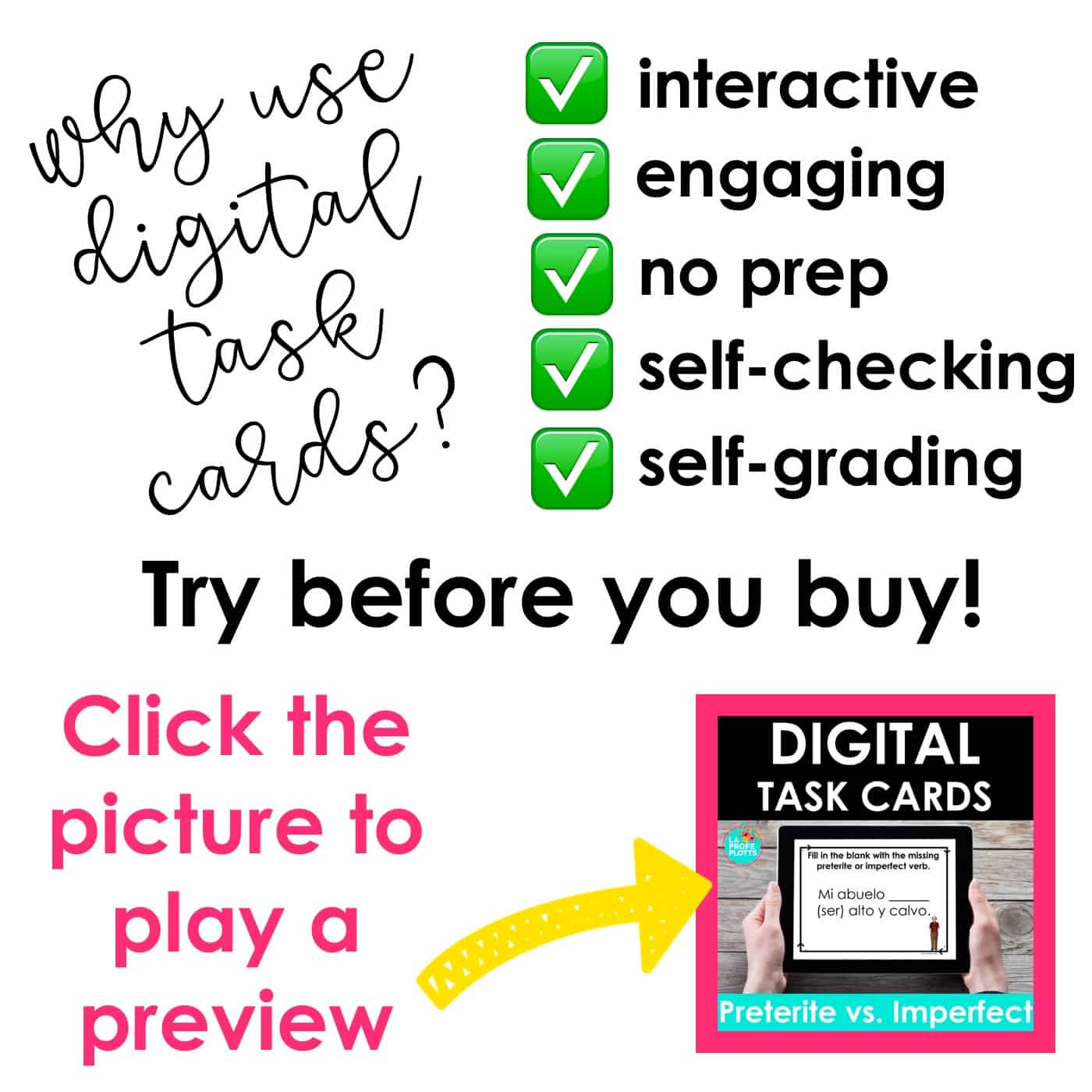 Preterite vs Imperfect Spanish Boom Cards La Profe Plotts