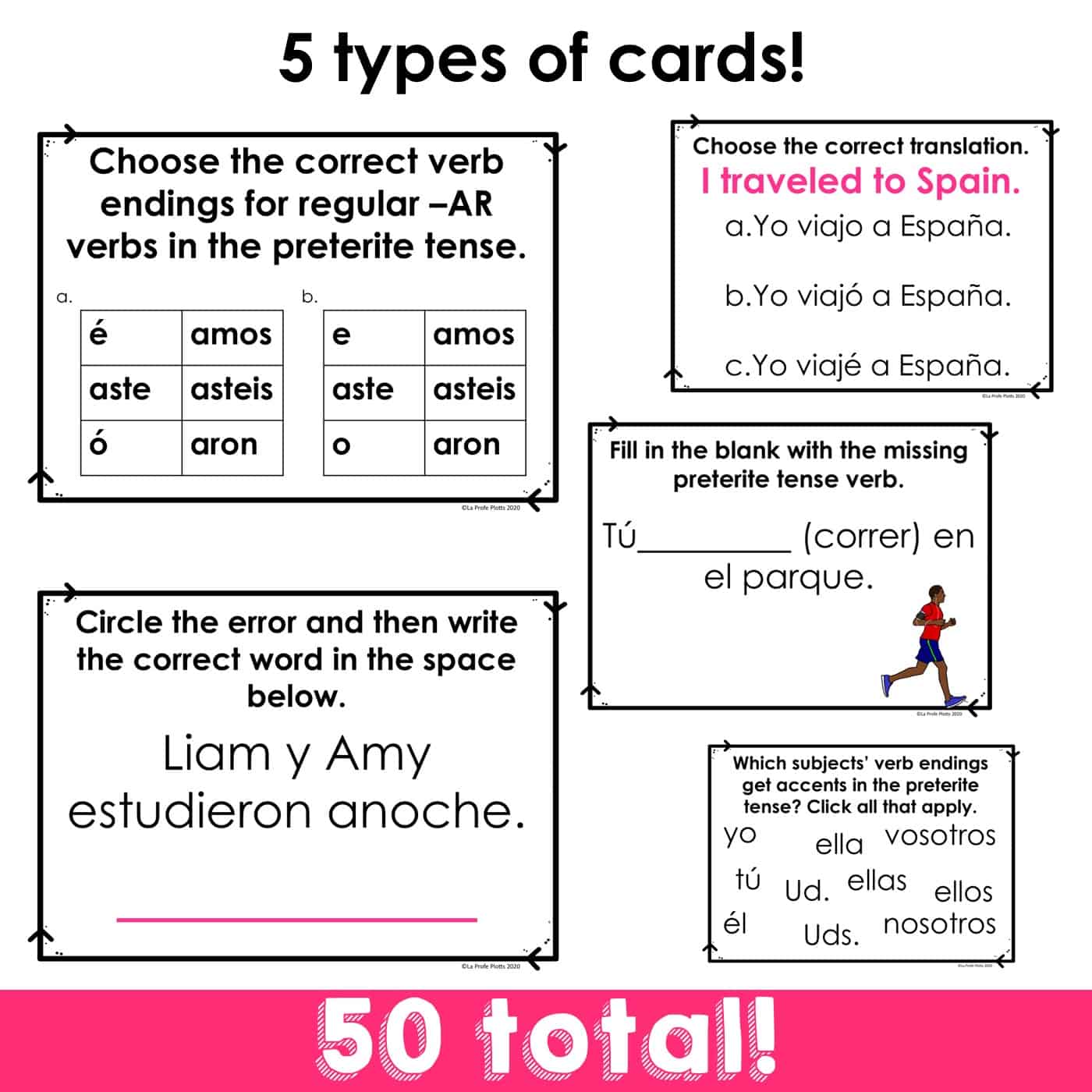 Preterite Tense Regular Verbs Only Spanish Boom Cards La Profe Plotts