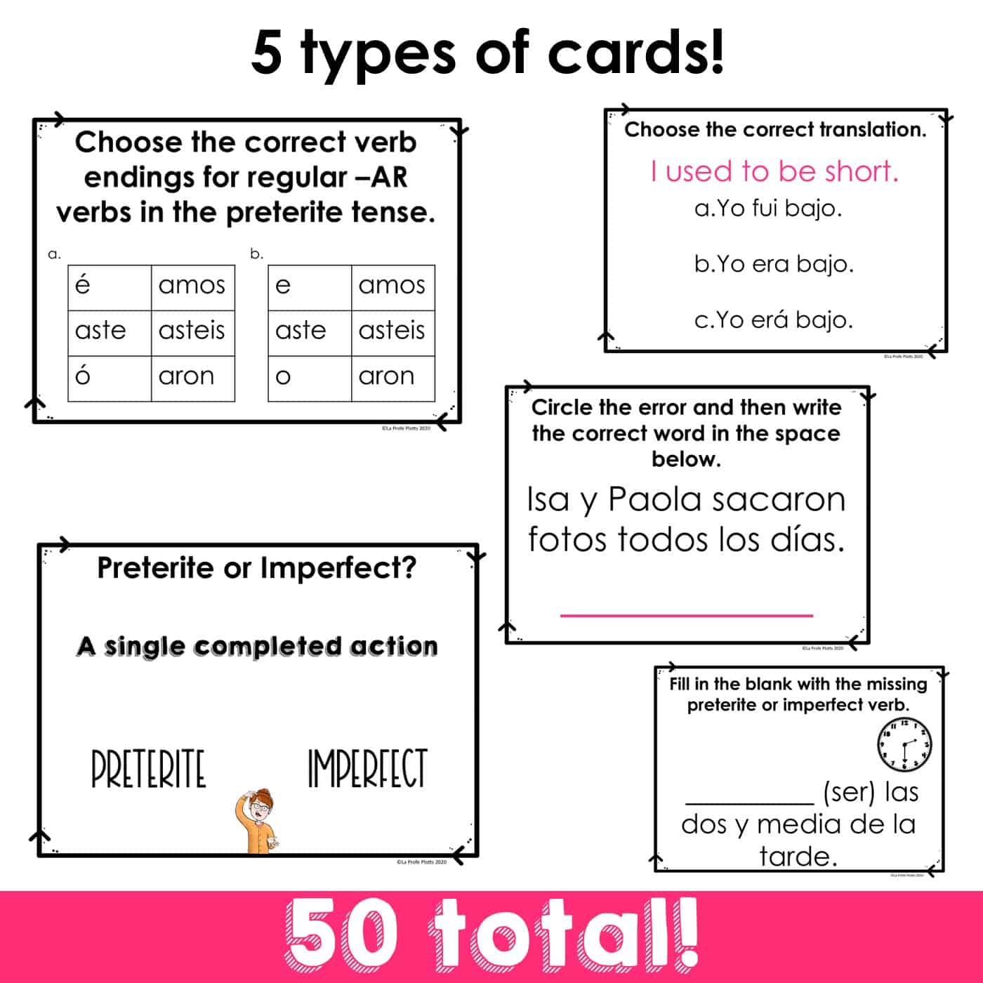 Preterite vs Imperfect Spanish Boom Cards La Profe Plotts
