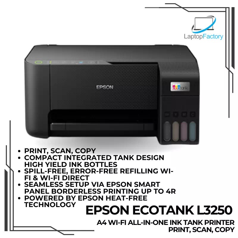 Epson EcoTank L3250 A4 Wi-Fi All-in-One Ink Tank Printer - Laptop Factory