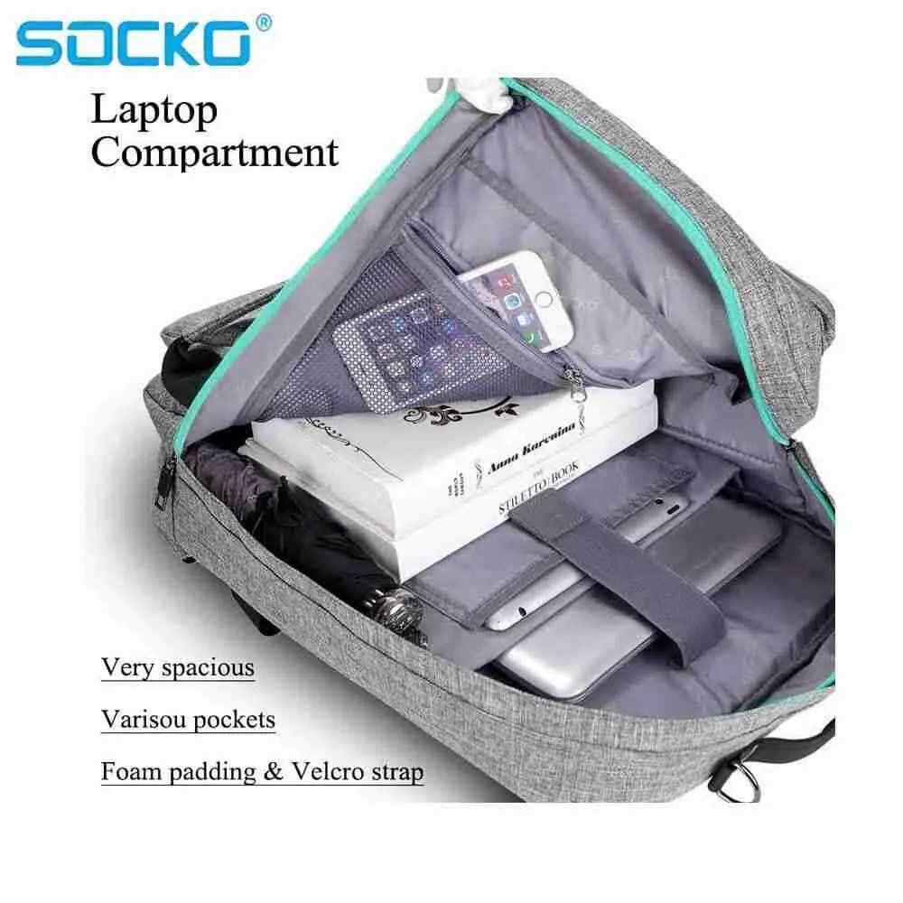 Socko 15.6 Inch Laptop Backpack Convertible Backpack LaptopLelo