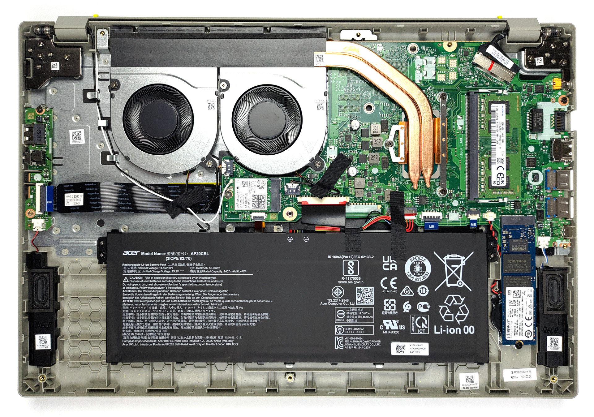 Laptopmedia Inside Acer Aspire Vero Av15 51 Disassembly And