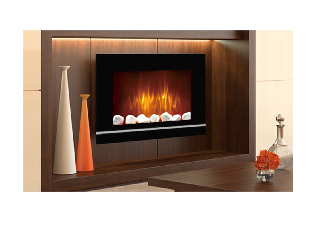 WALL MOUNTED GLASS ELECTRIC FIREPLACE FIRE HEATER REMOTE CONTROL LED