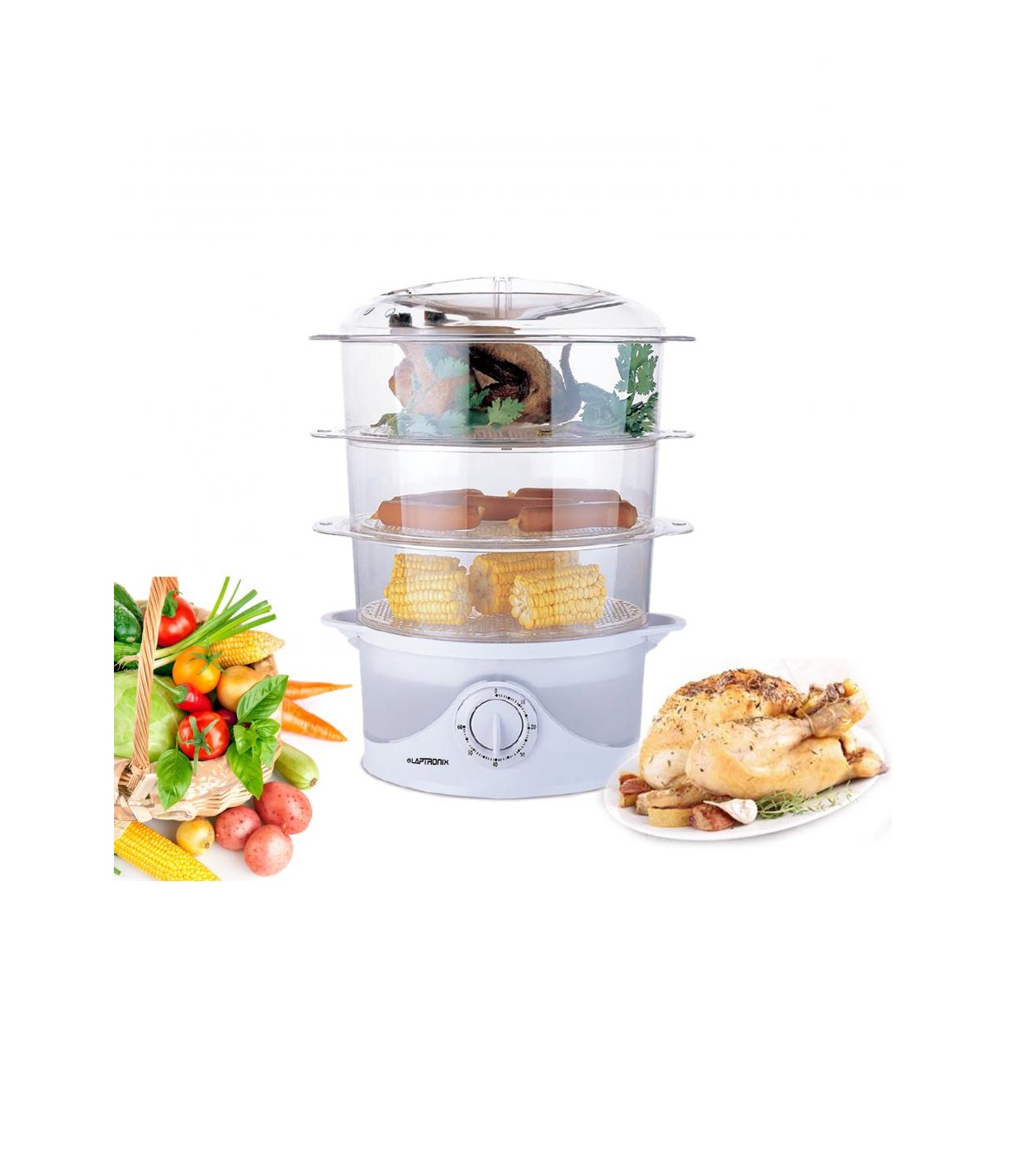 Electric 3 Tier / 6L Food Steamer Multi Cooker Rice Vegetables Fish