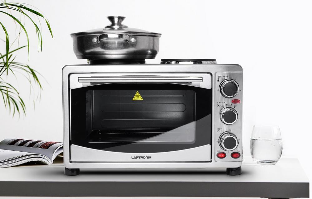 Laptronix 23L Mini Oven With Electric Hob Double Hotplate & Grill