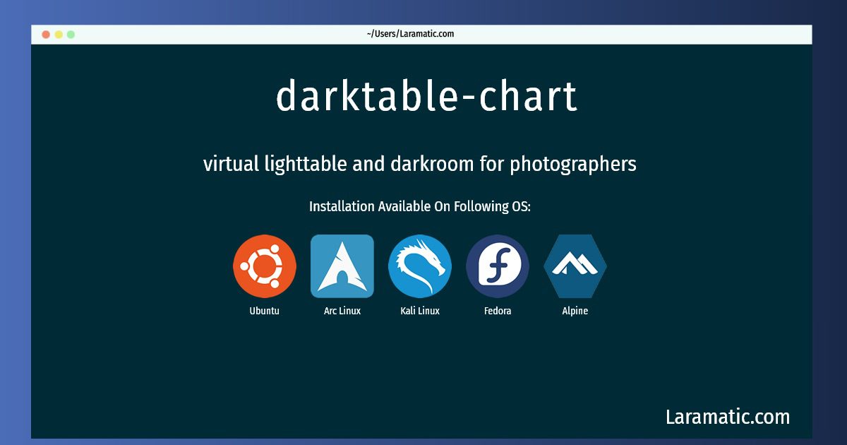 How To Install Darktablechart On Debian, Ubuntu, Alpine, Arch, Kali And Fedora? Laramatic