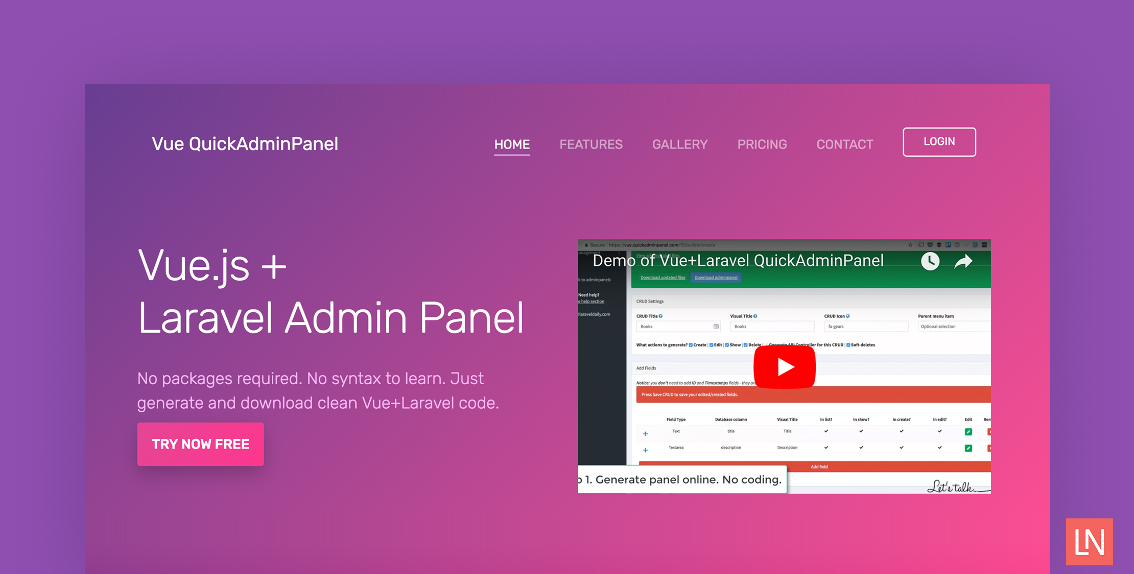 Laravel + Vue.js AdminPanel Generator Laravel News