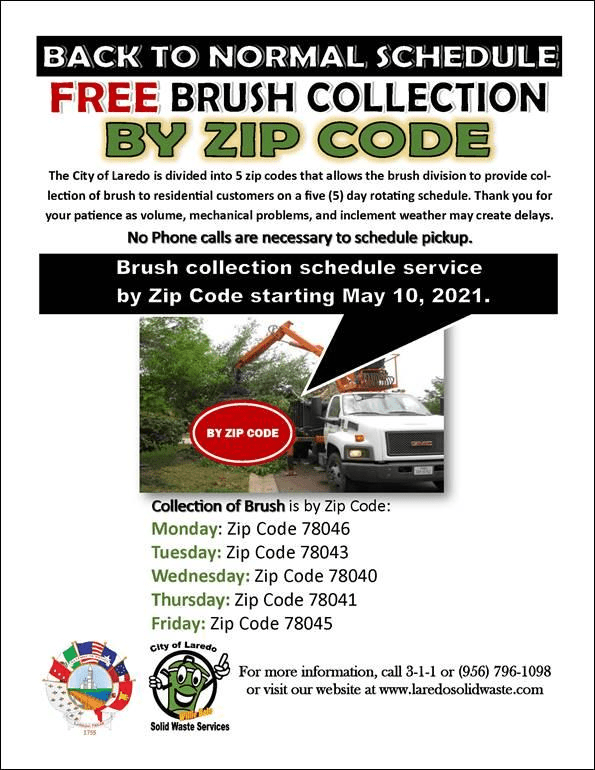 BACK TO NORMAL BRUSH COLLECTION SCHEDULE FREE Brush Collection
