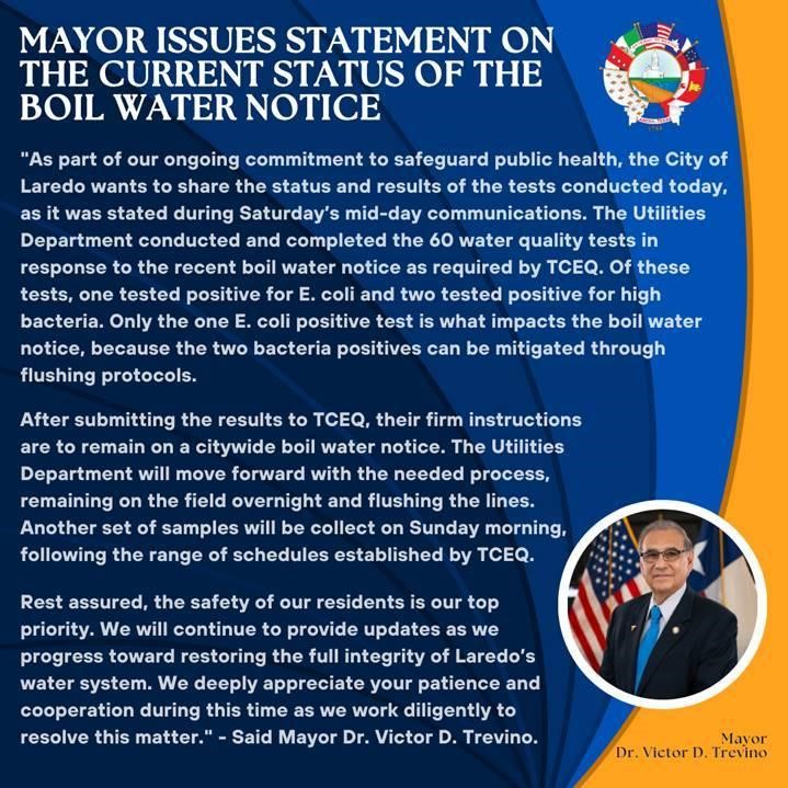 Mayor Issues Statement on the Current Status of the Boil Water Notice