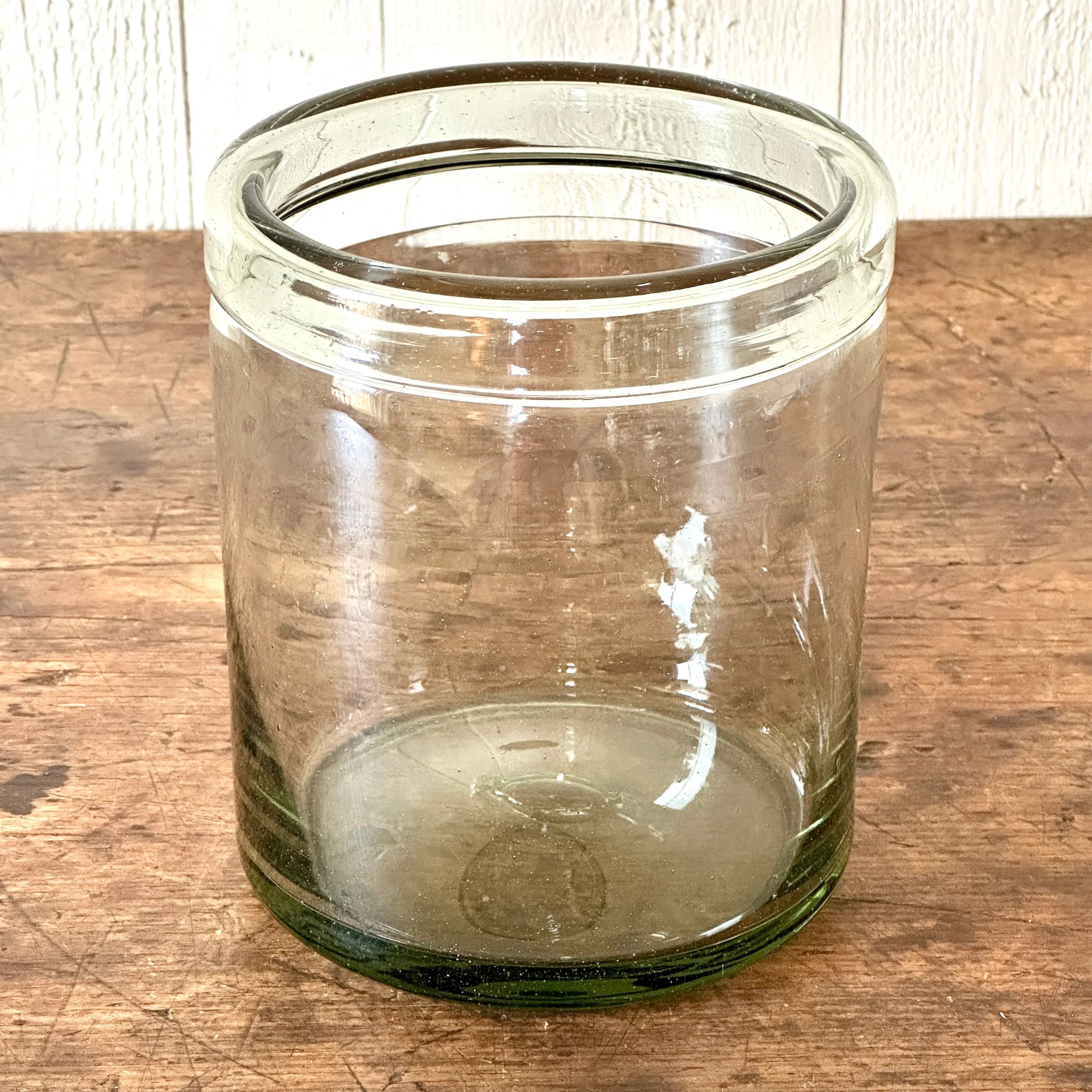 Mexican Glass Storage Jar Larger Cross