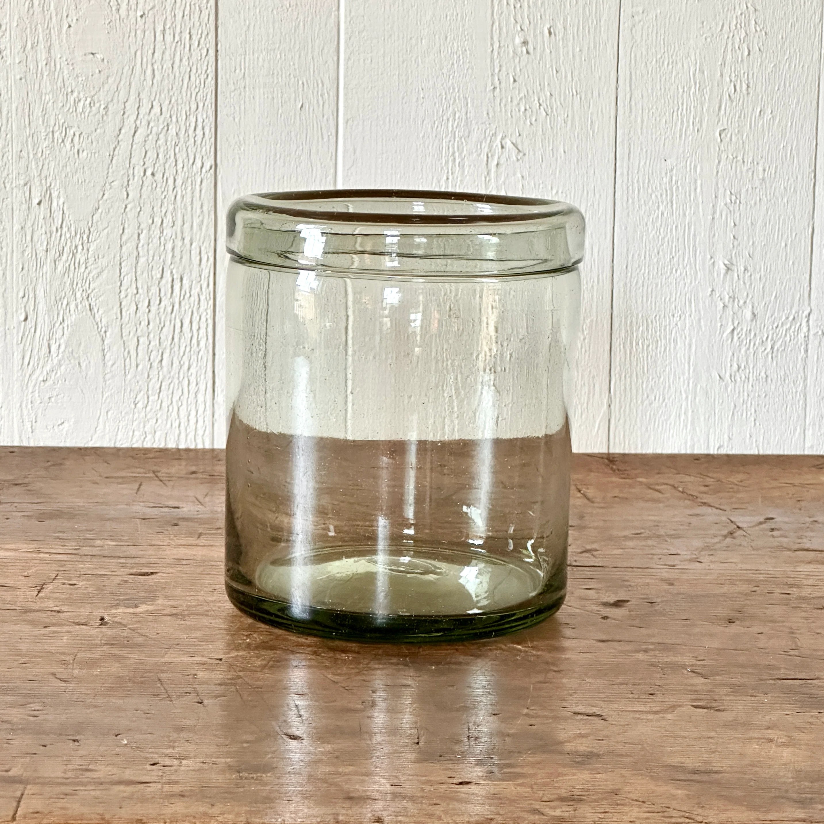 Mexican Glass Storage Jar Larger Cross