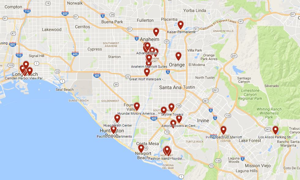 Project Map of Orange County and South Los Angeles County Largo Concrete