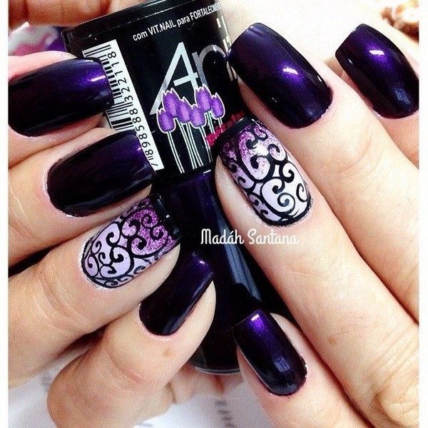 Más de 30 diseños de arte de uñas púrpuras » Largo Peinados