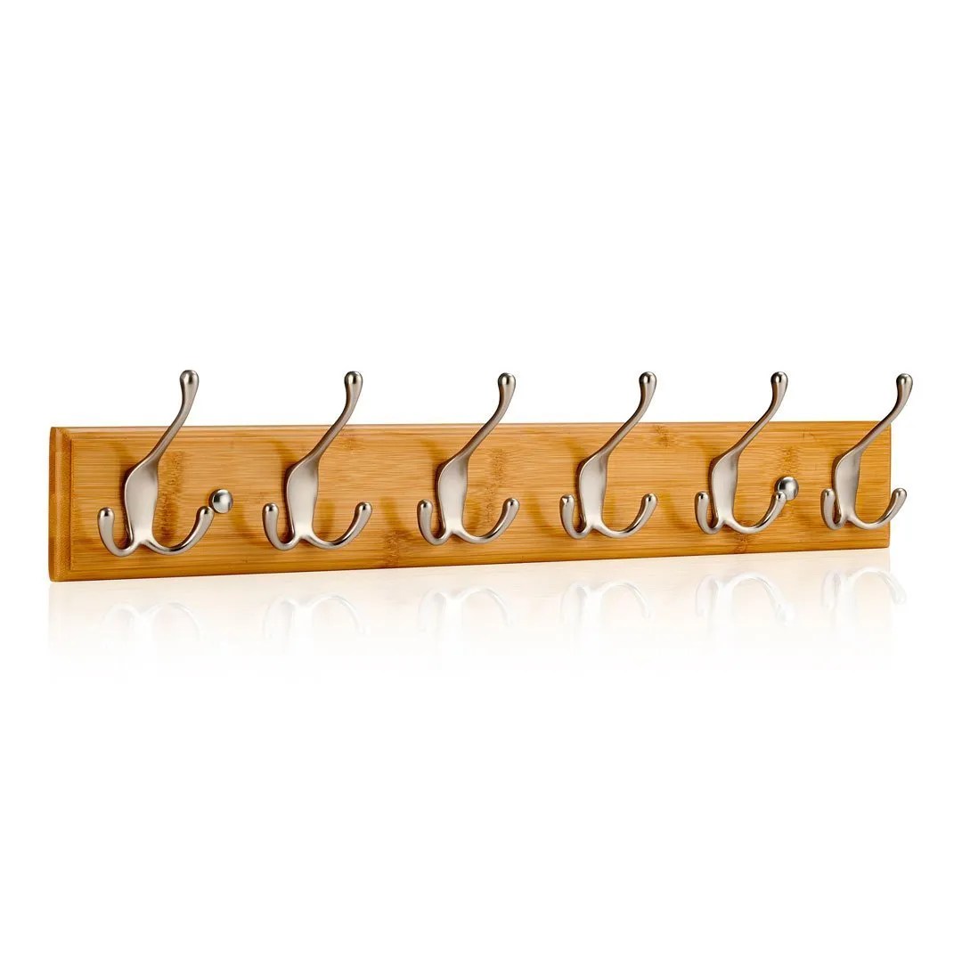 6 Hook Coat Rack in Natural Bamboo by LARHN